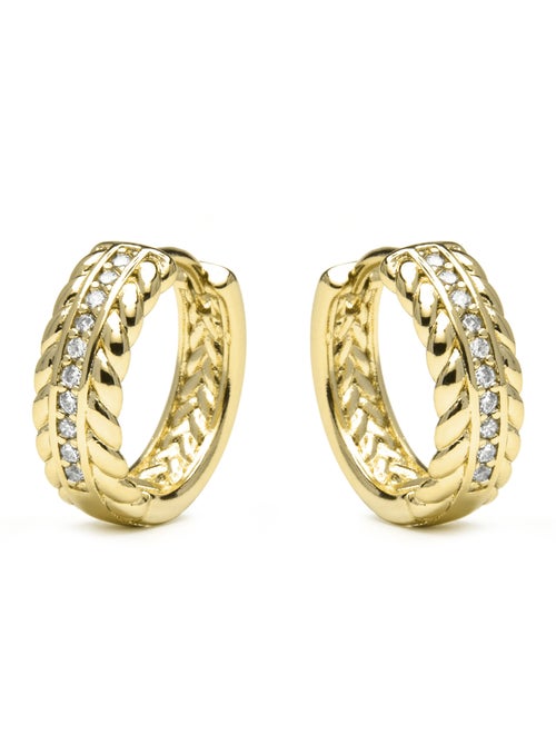 Boucles d'oreilles et plaqué or 18k et zircon cubique brillant - Diadan - Kiabi Boucles d'oreilles et plaqué or 18k et zircon cubique brillant - Diadan - Kiabi