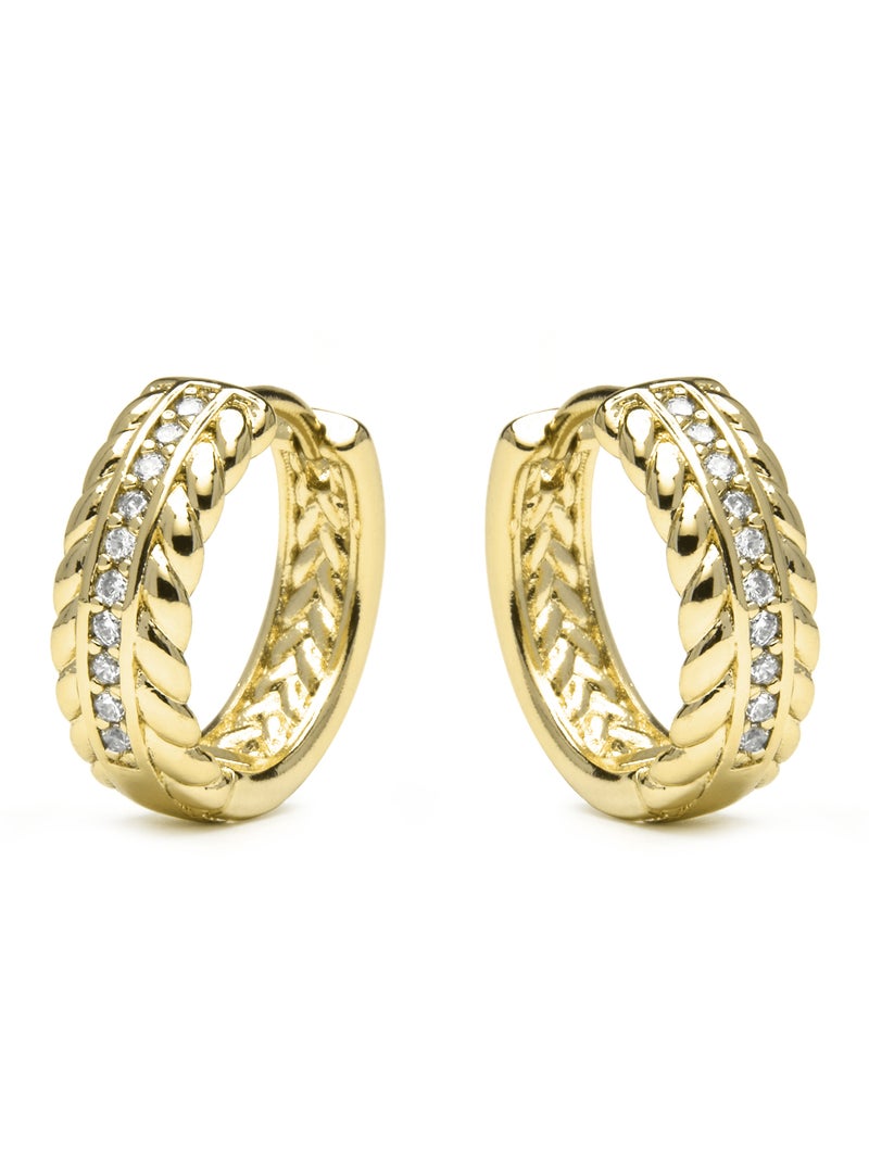 Boucles d'oreilles et plaqué or 18k et zircon cubique brillant - Diadan Blanc - Kiabi