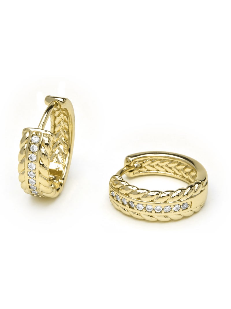 Boucles d'oreilles et plaqué or 18k et zircon cubique brillant - Diadan Blanc - Kiabi