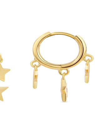 Boucles d'oreilles étoile en zircone, finition en or jaune 18 carats