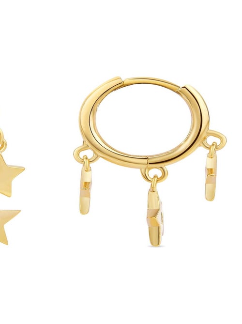 Boucles d'oreilles étoile en zircone, finition en or jaune 18 carats - Kiabi