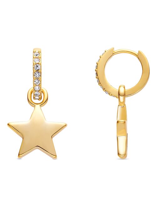 Boucles d'oreilles étoile en zirconia brillant, finition en or jaune 18 carats - Kiabi