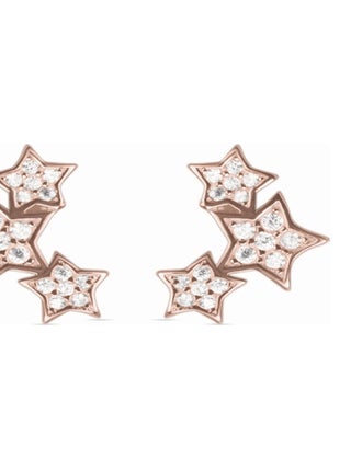 Boucles d'oreilles  family en argent 925 et zirconium finition or rose 18K brillant