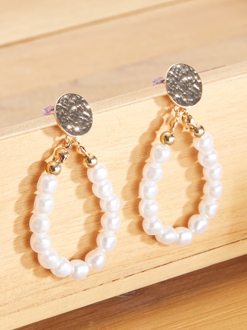 Boucles d'oreilles formes ovales blanc - Kiabi
