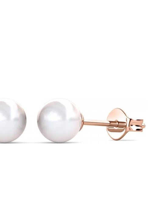 Boucles d'oreilles Full Moon Pearl - Or Rosé et Cristal - Kiabi