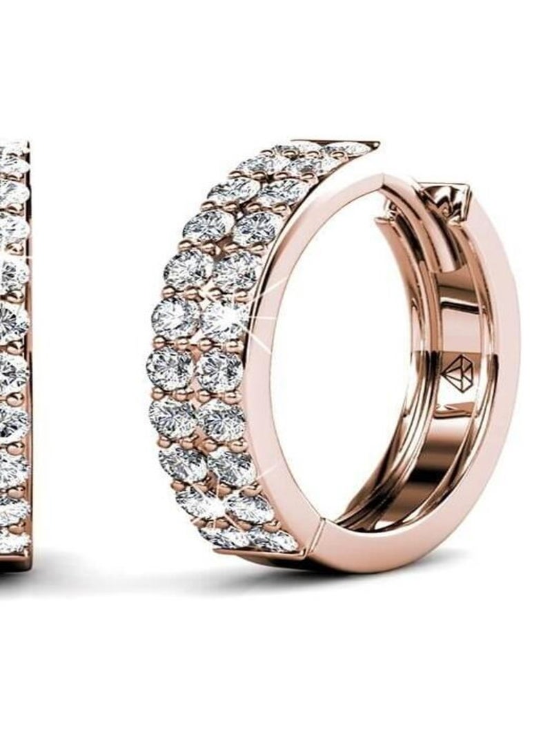 Boucles d'oreilles Glamour - Or Rosé et Cristal Transparent - Kiabi