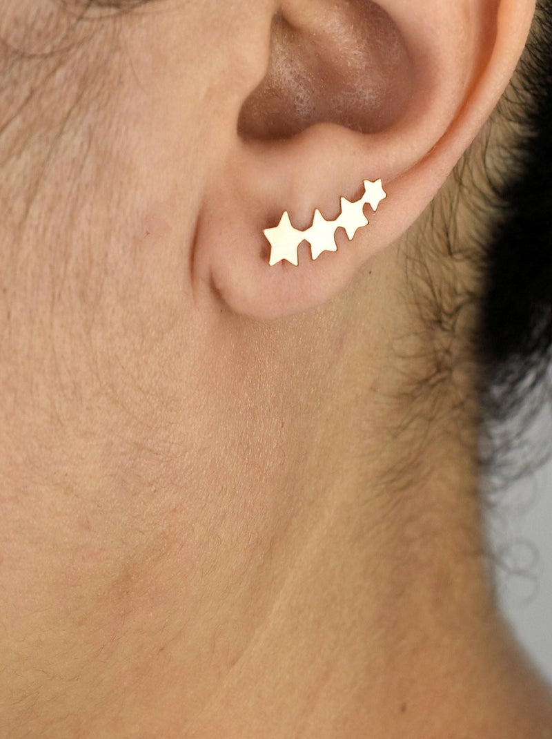 Boucles d'oreilles grimpantes contour de lobe suite d'étoiles Plaqué or 750 3 microns Doré/or - Kiabi