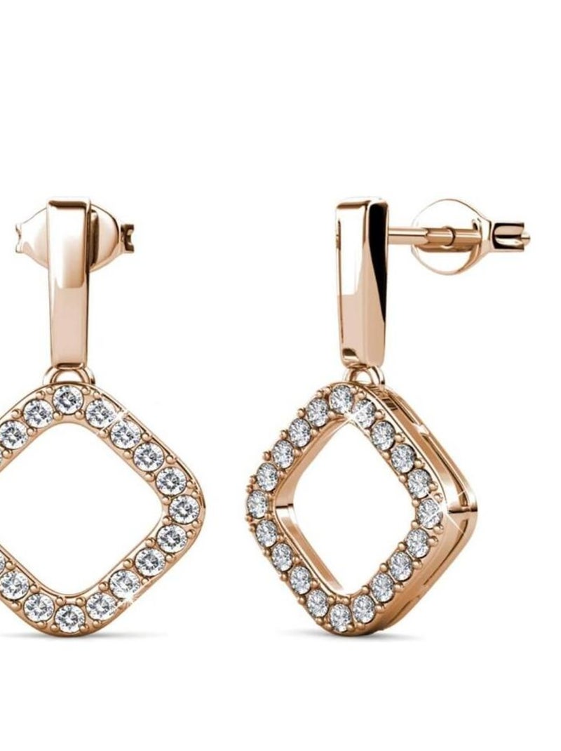 Boucles d'oreilles Irina - Or Rosé et Cristal Transparent - Kiabi