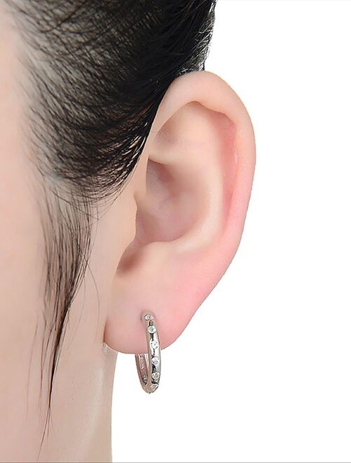 Boucles d'oreilles khnuset en argent 925 et zirconium rhodié brillant - Kiabi