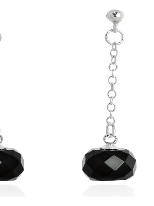 Boucles d'oreilles  kiarik en argent 925 et onyx rhodié - Kiabi