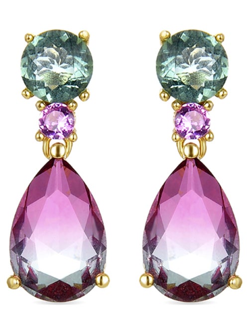 Boucles d'oreilles Koarg en argent 925 avec quartz hydrothermal multicolore - Kiabi