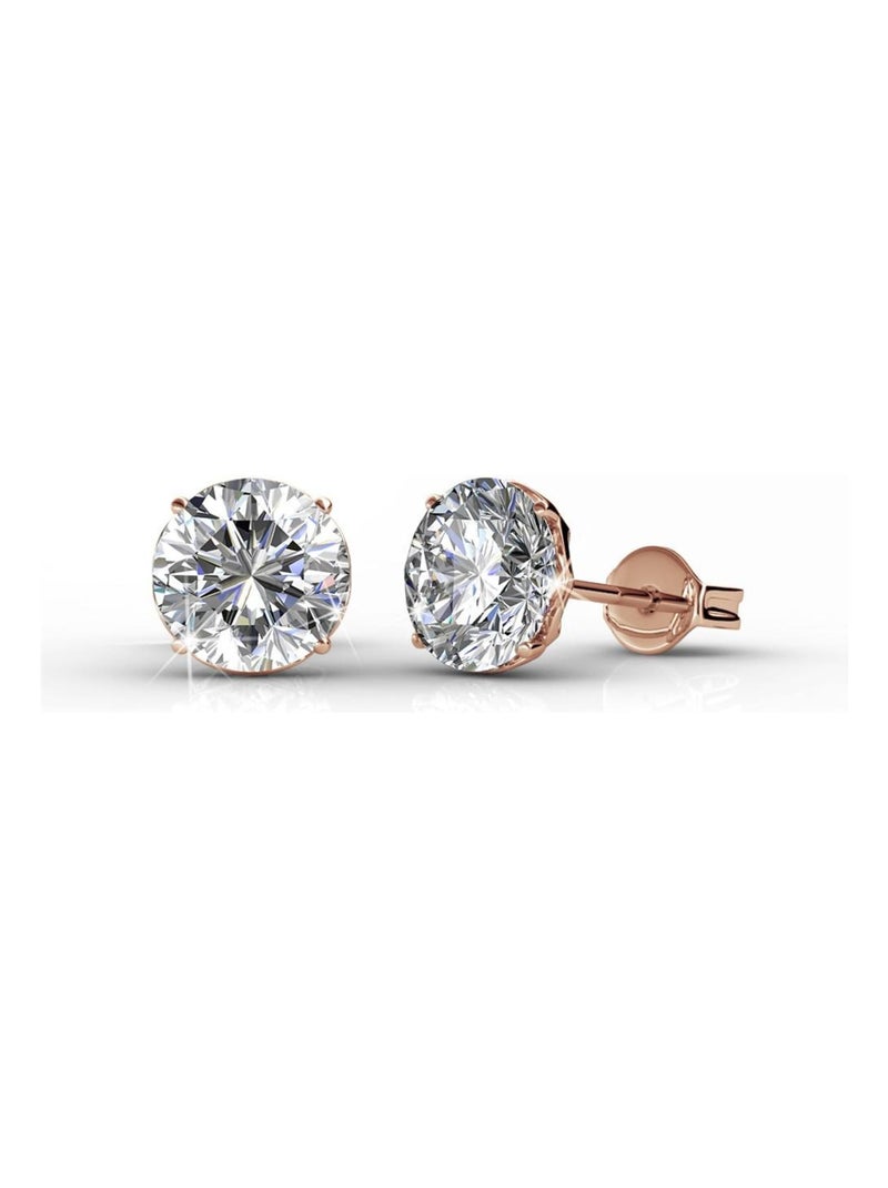 Boucles d'oreilles Kristine - Or Rosé et Cristal Or rose - Kiabi