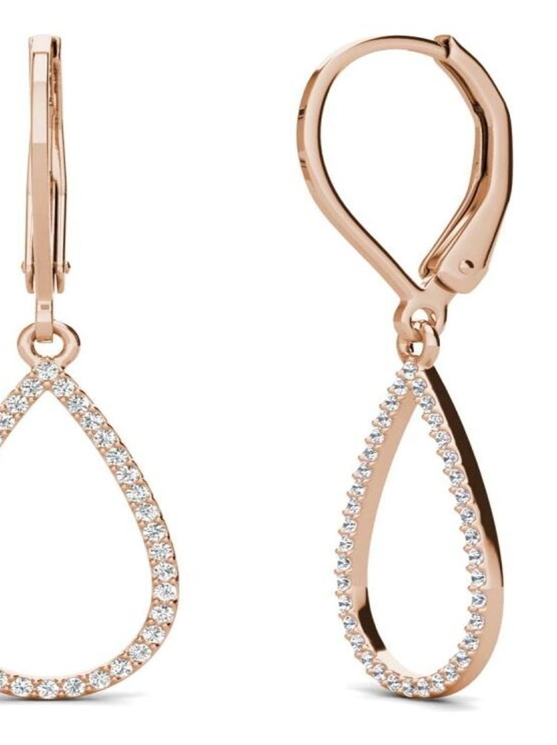 Boucles d'oreilles Laelia Dangling Hoop - Or Rosé et cristal Transparent - Kiabi