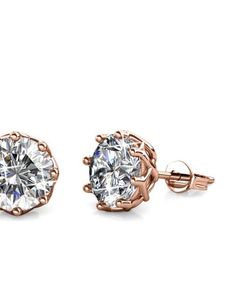 Boucles d'oreilles Lily - Or Rosé et Cristal Transparent - Kiabi