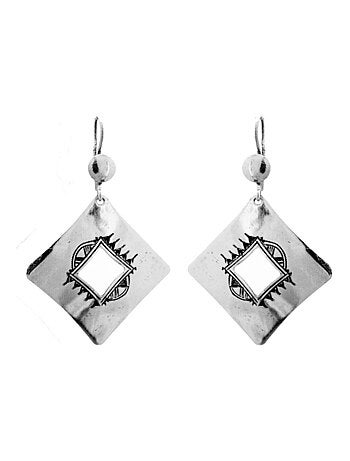 Boucles d'oreilles losange gravé