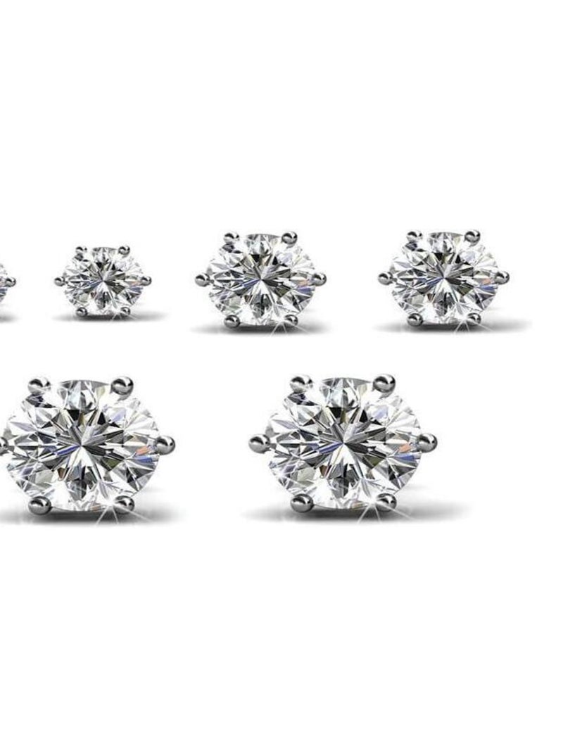 Boucles d'oreilles Lot de 3 paires de - Coffret Trinity - Argenté et Cristal Argent - Kiabi