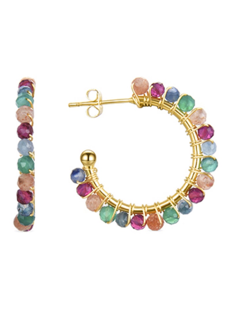 Boucles d'oreilles Luxenter Aiel en or jaune 18 carats. Multicolore - Kiabi