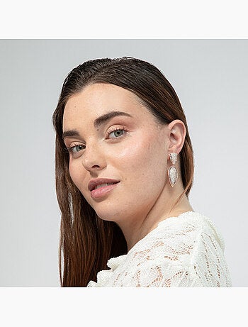 Boucles d'oreilles Luxenter Améthyste Zirconia sur or jaune 18k - Halek