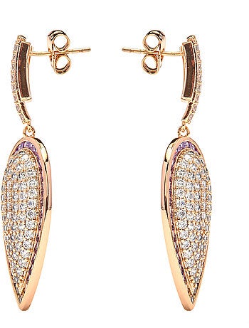 Boucles d'oreilles Luxenter Améthyste Zirconia sur or jaune 18k - Halek