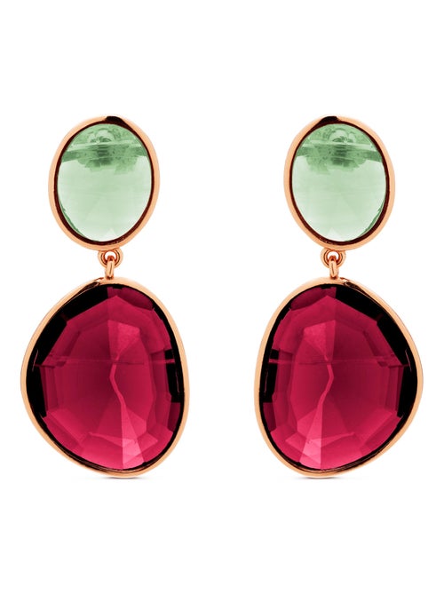 Boucles d'oreilles Luxenter anjoan en argent 925 et quartz hydrothermal cerise plaqué or rose 18k - Kiabi