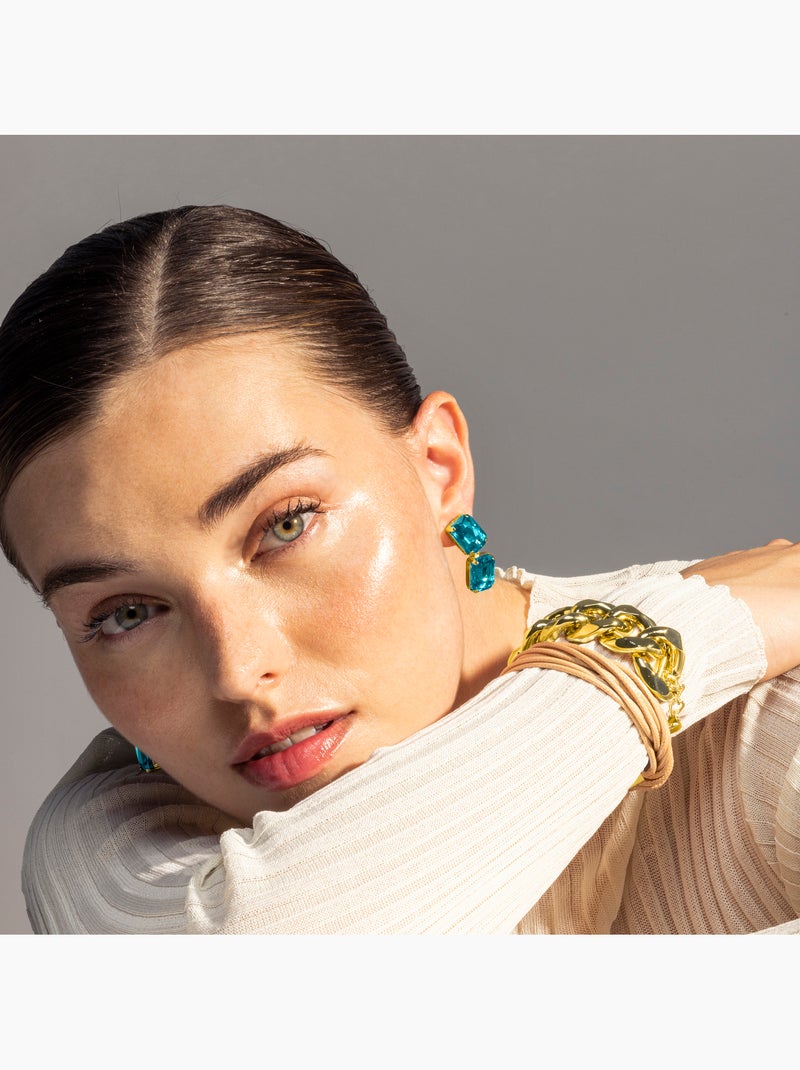 Boucles d'oreilles Luxenter Ankek et plaqué or 18k Bleu - Kiabi