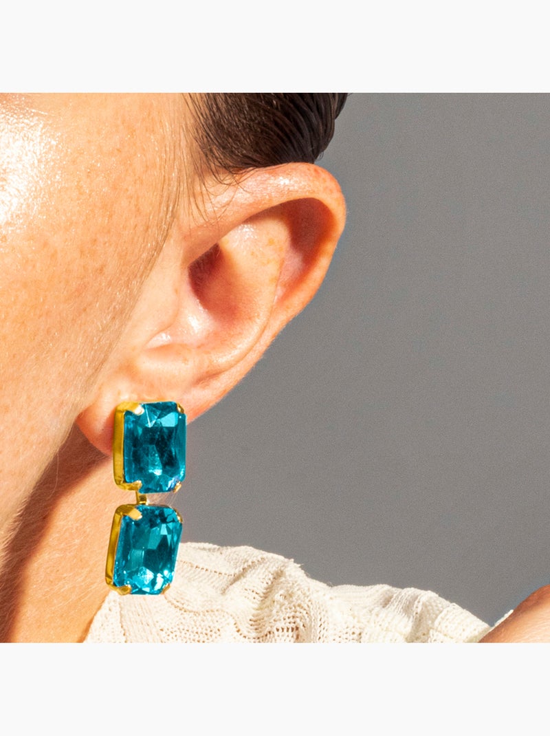 Boucles d'oreilles Luxenter Ankek et plaqué or 18k Bleu - Kiabi