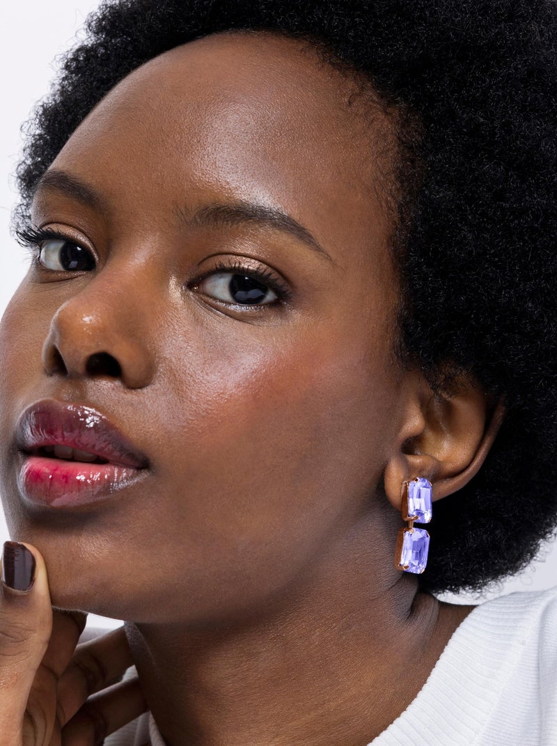 Boucles d'oreilles Luxenter Ankek et plaqué or 18k Violet - Kiabi