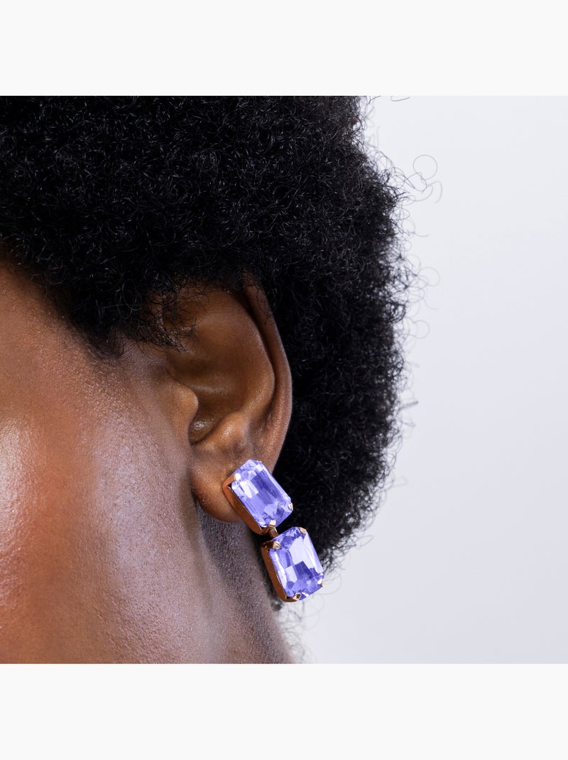 Boucles d'oreilles Luxenter Ankek et plaqué or 18k Violet - Kiabi