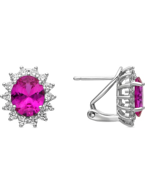 Boucles d'oreilles Luxenter Argent 925 avec Zirconia rose plaqué Rhodium - Dinoc - Kiabi