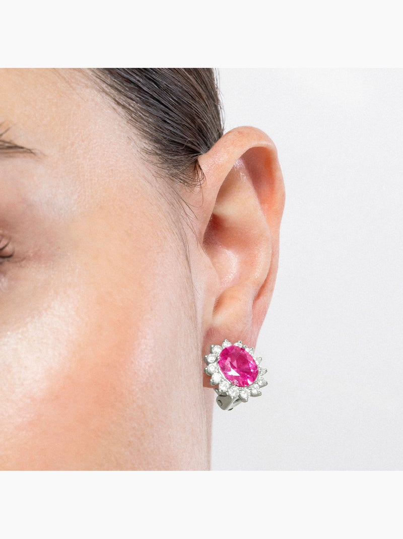 Boucles d'oreilles Luxenter Argent 925 avec Zirconia rose plaqué Rhodium - Dinoc Rose - Kiabi