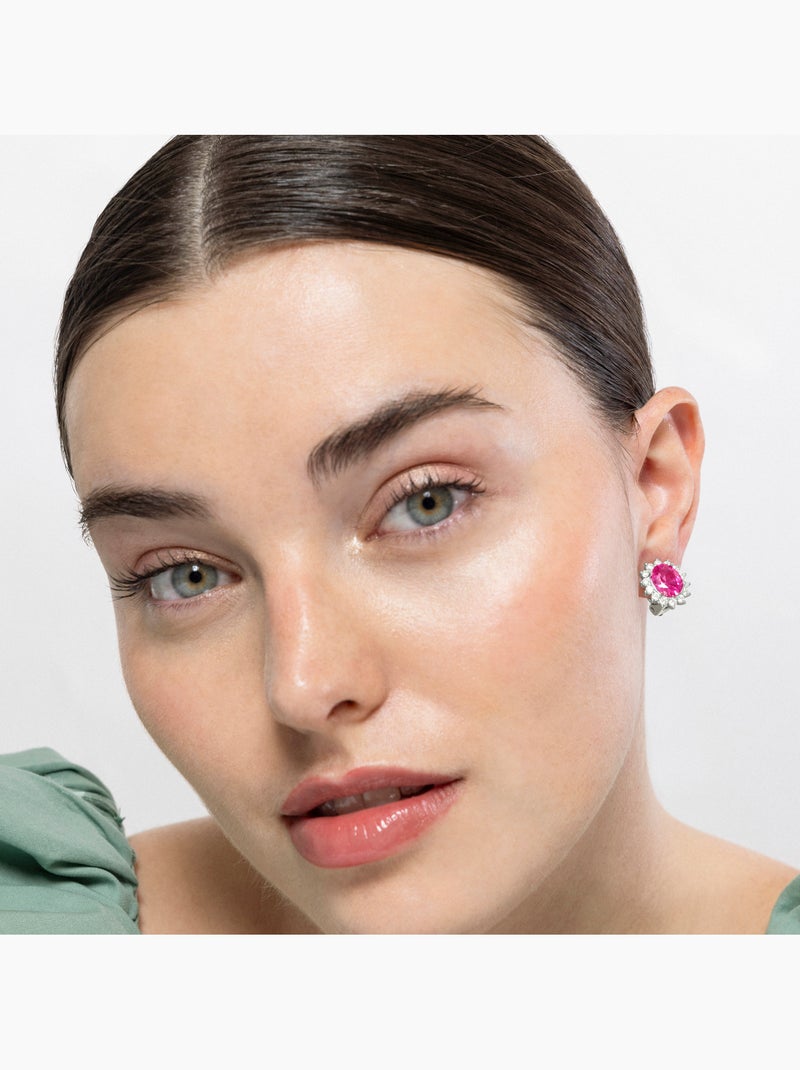 Boucles d'oreilles Luxenter Argent 925 avec Zirconia rose plaqué Rhodium - Dinoc Rose - Kiabi