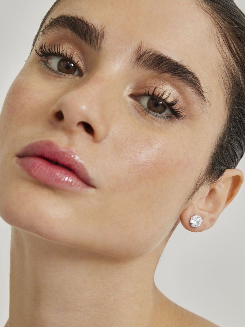 Boucles d'oreilles Luxenter Argent 925 avec Zirconium brillant plaqué Rhodium - Basic Blanc - Kiabi