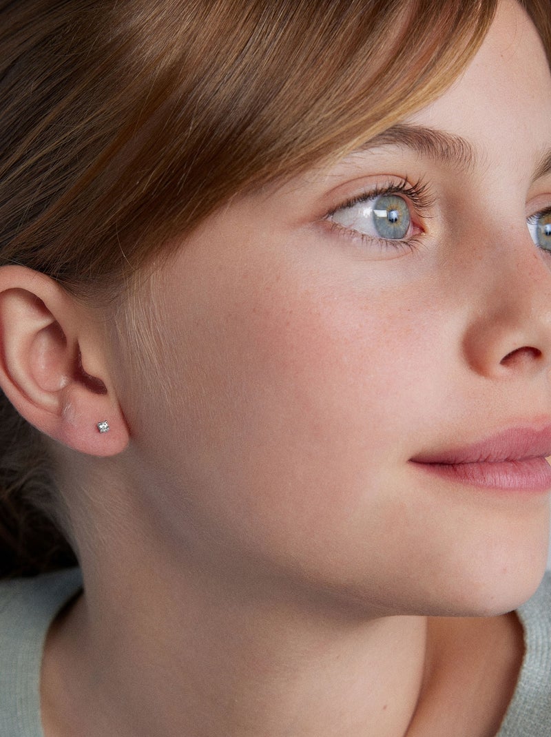 Boucles d'oreilles Luxenter Argent 925 avec Zirconium brillant plaqué Rhodium - Basic Blanc - Kiabi