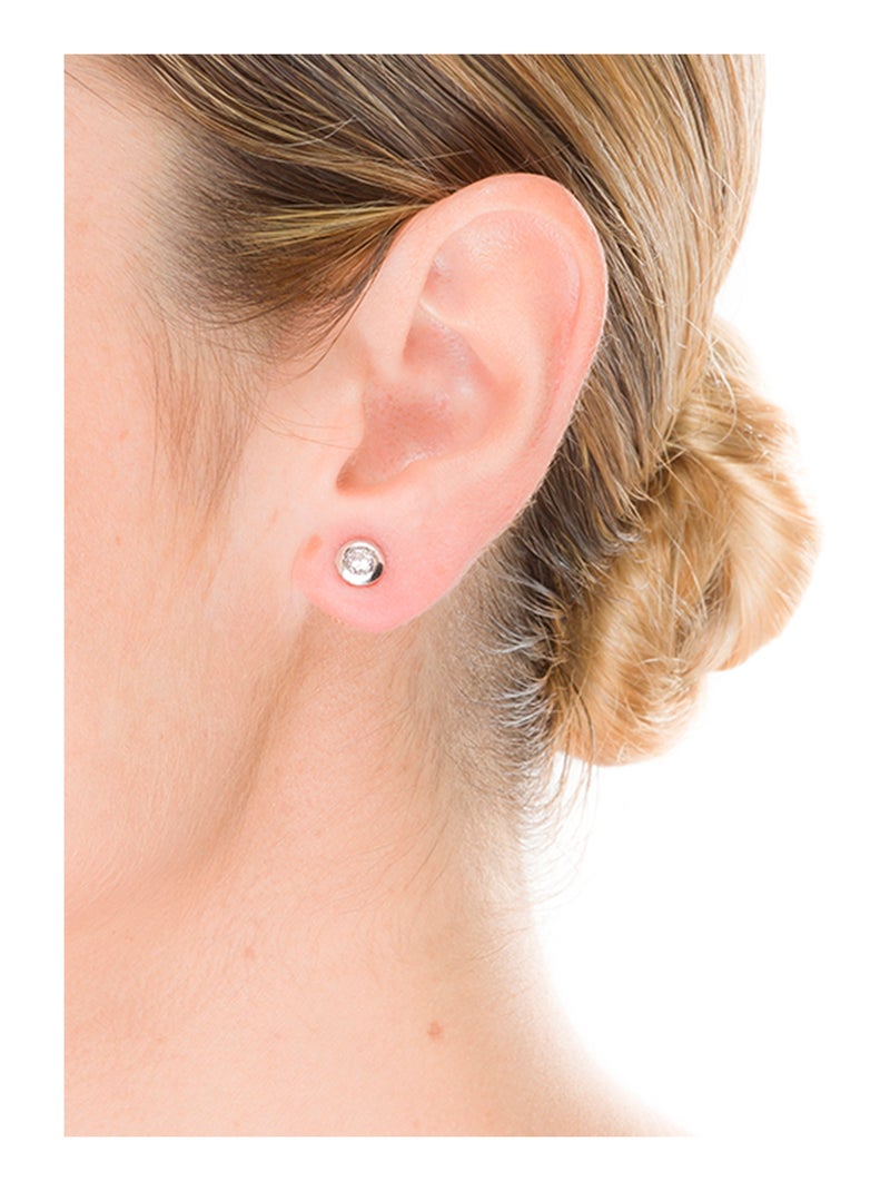 Boucles d'oreilles Luxenter Argent 925 avec Zirconium brillant plaqué Rhodium - Zaja Blanc - Kiabi