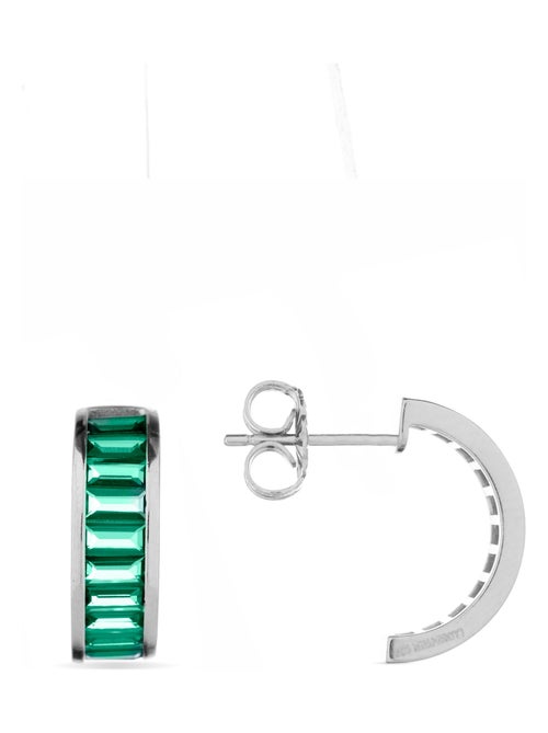 Boucles d'oreilles Luxenter Argent Simal et Emeraude Cz - Kiabi
