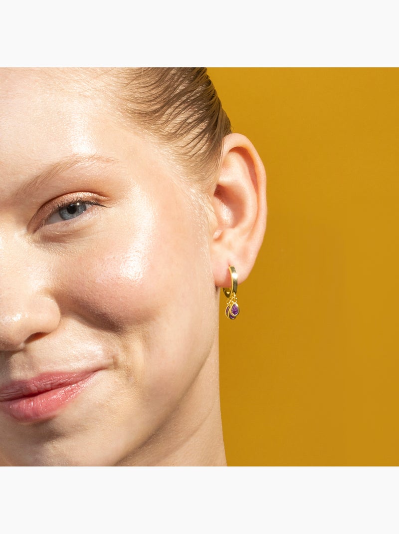 Boucles d'oreilles Luxenter Atzul et plaqué or 18k Violet - Kiabi