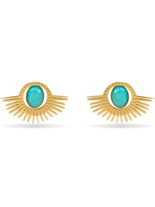 Boucles d'oreilles Luxenter avec amazonite et finition et plaqué or 18k - Takad - Kiabi
