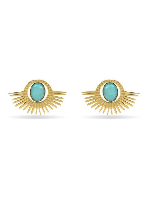 Boucles d'oreilles Luxenter avec Amazonite finies plaqué or 18k - Takad - Kiabi