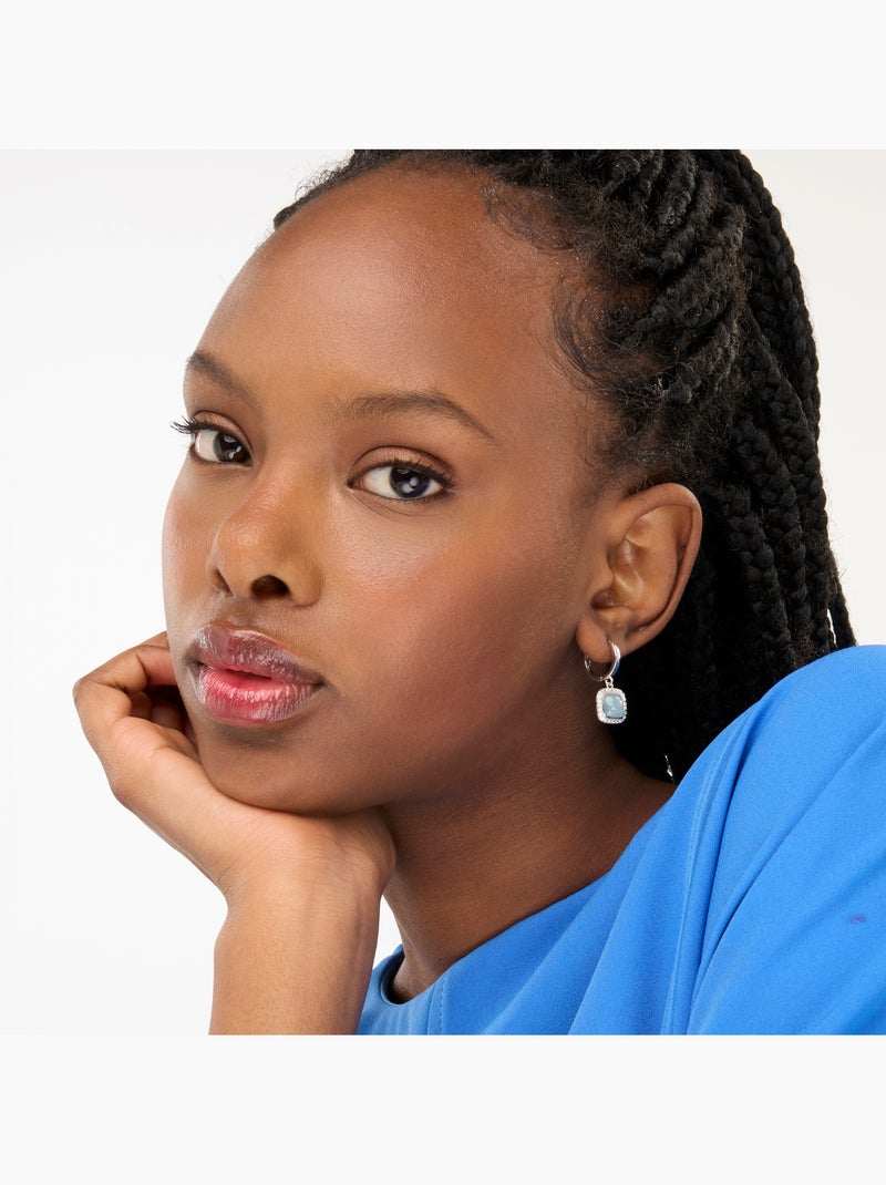 Boucles d'oreilles Luxenter avec cristal bleu rhodié - Liw Bleu - Kiabi