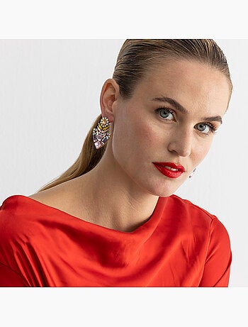 Boucles d'oreilles Luxenter avec cristal multicolore finition or 18k - Aphuat
