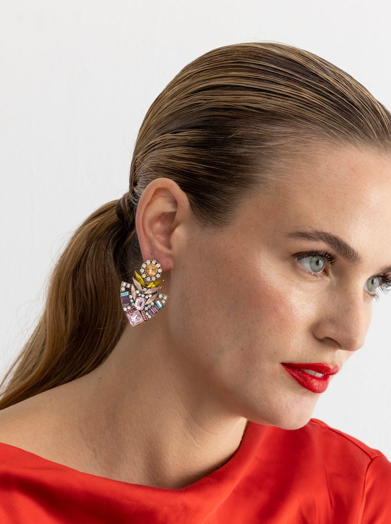 Boucles d'oreilles Luxenter avec cristal multicolore finition or 18k - Aphuat Multicolore - Kiabi