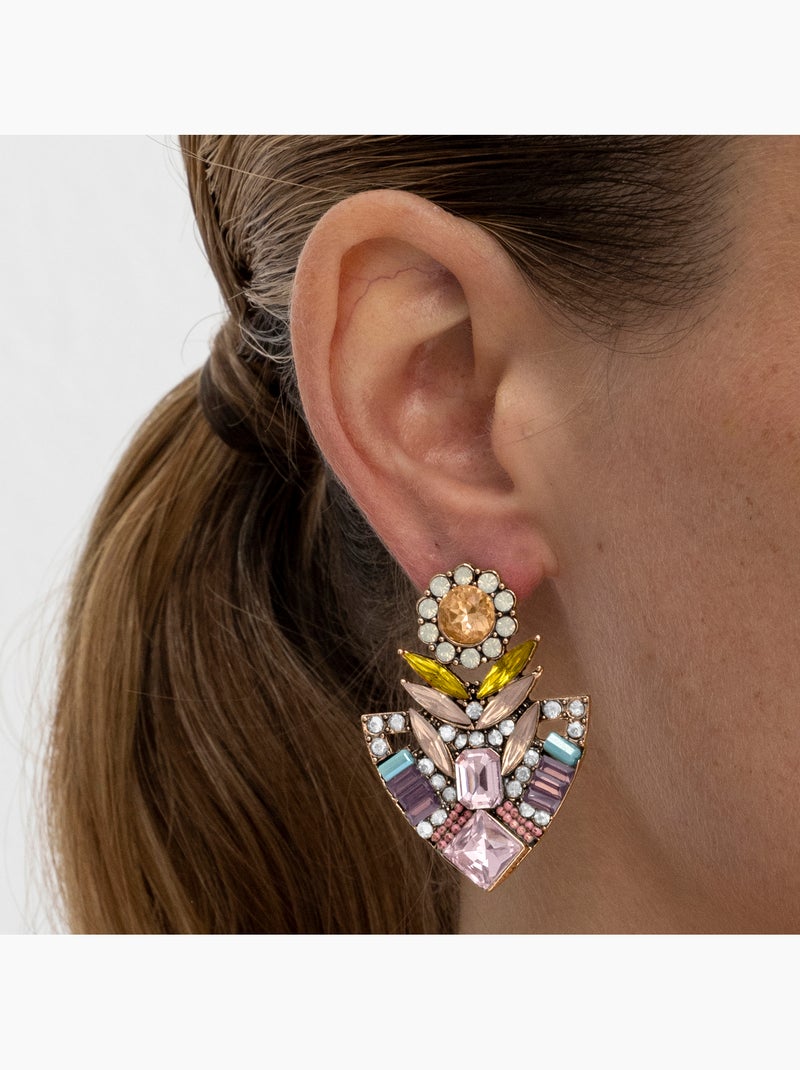Boucles d'oreilles Luxenter avec cristal multicolore finition or 18k - Aphuat Multicolore - Kiabi
