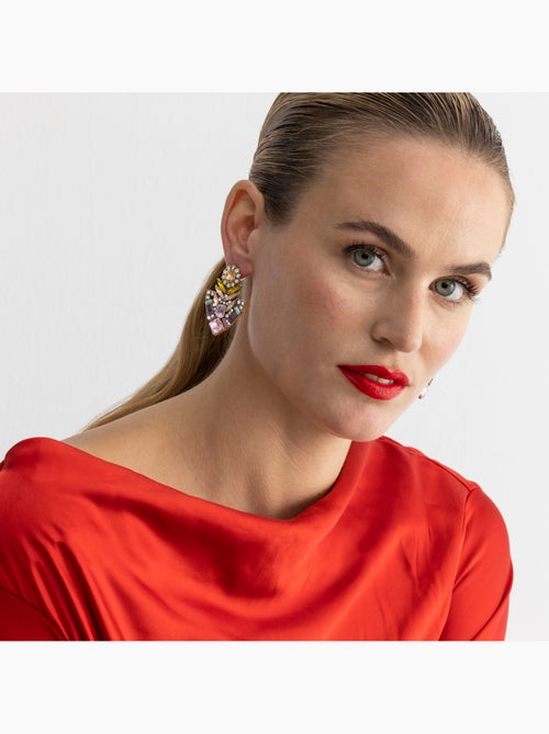 Boucles d'oreilles Luxenter avec cristal multicolore finition or 18k - Aphuat - Kiabi