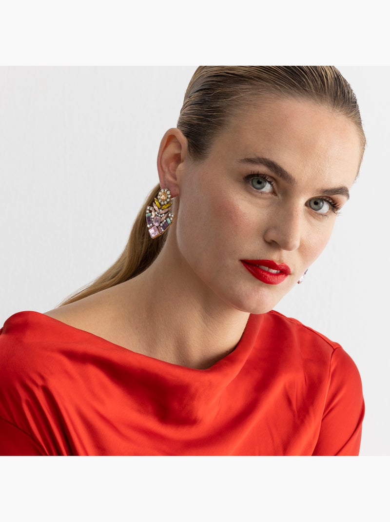 Boucles d'oreilles Luxenter avec cristal multicolore finition or 18k - Aphuat Multicolore - Kiabi