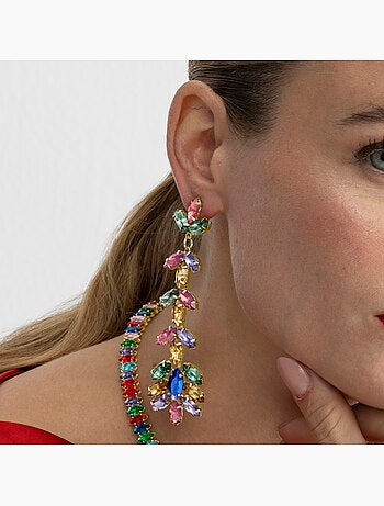 Boucles d'oreilles Luxenter avec cristal multicolore finition or 18k - Durblai