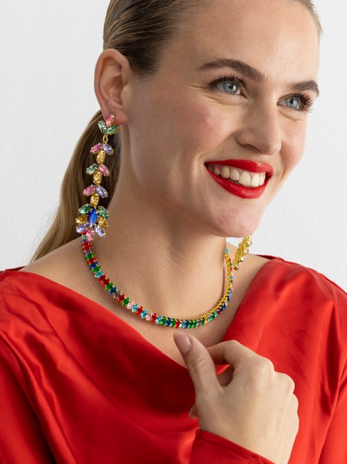 Boucles d'oreilles Luxenter avec cristal multicolore finition or 18k - Durblai - Kiabi