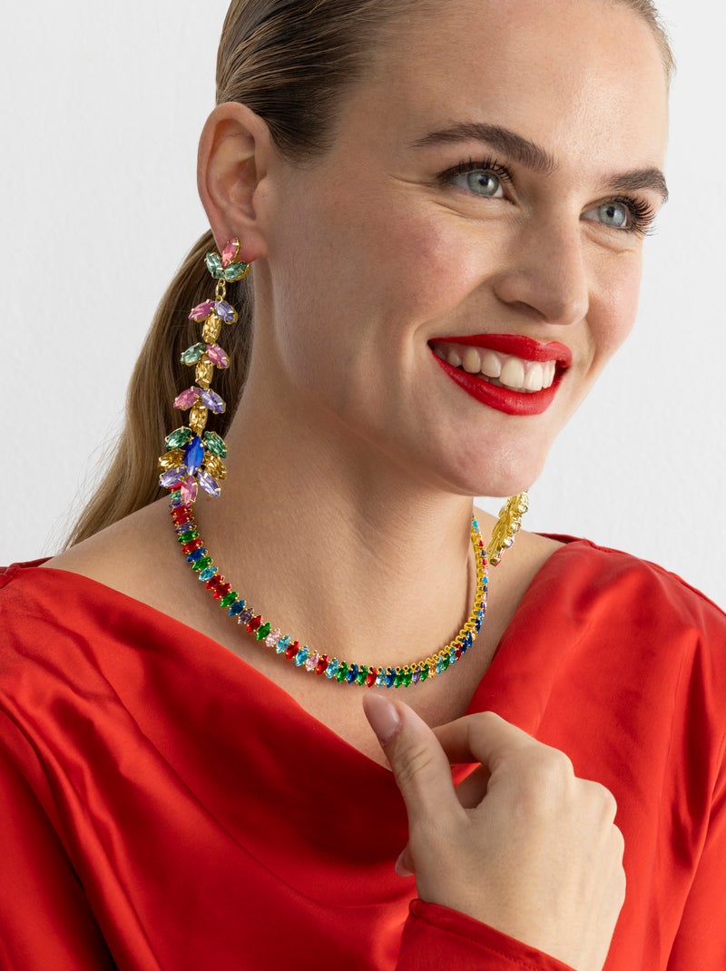 Boucles d'oreilles Luxenter avec cristal multicolore finition or 18k - Durblai Multicolore - Kiabi