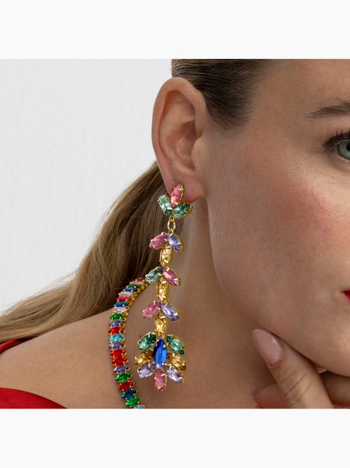 Boucles d'oreilles Luxenter avec cristal multicolore finition or 18k - Durblai - Kiabi