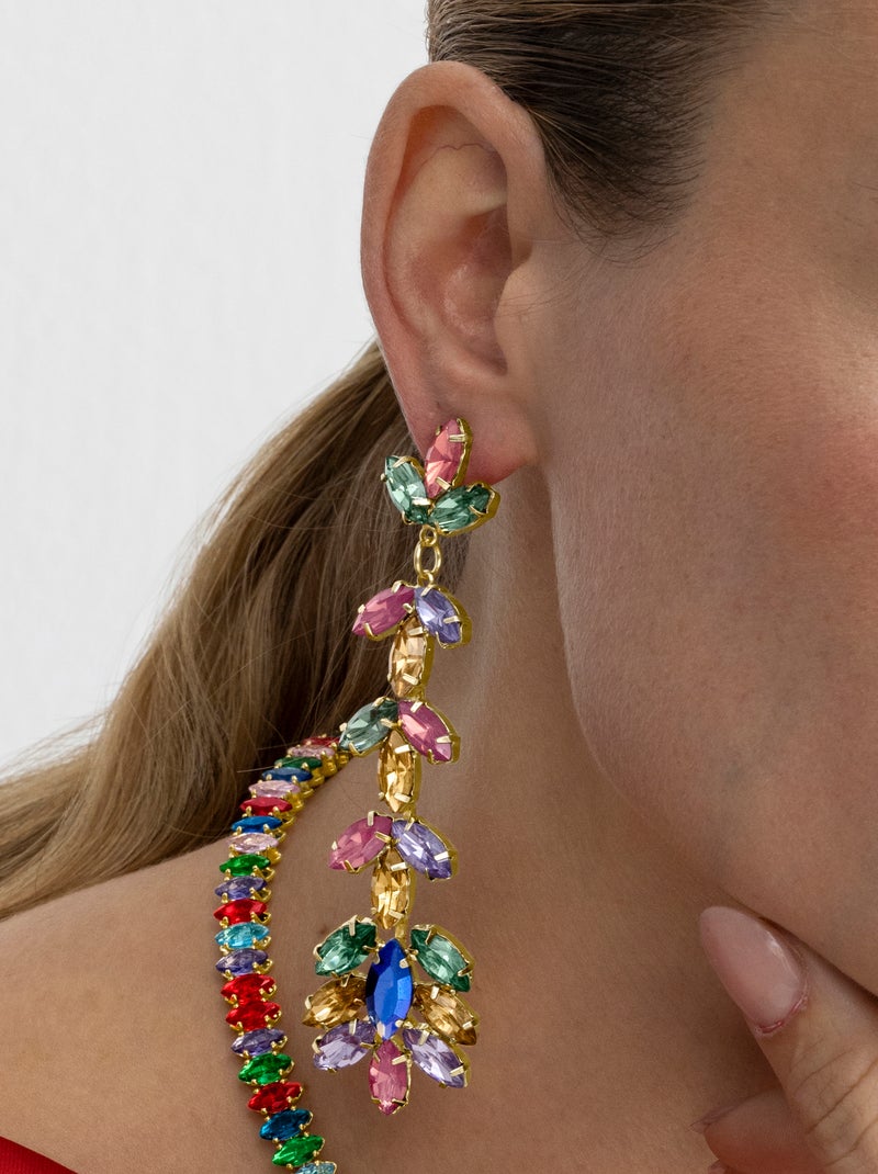 Boucles d'oreilles Luxenter avec cristal multicolore finition or 18k - Durblai Multicolore - Kiabi