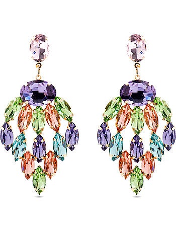 Boucles d'oreilles Luxenter avec cristal multicolore finition or 18k - Imkas